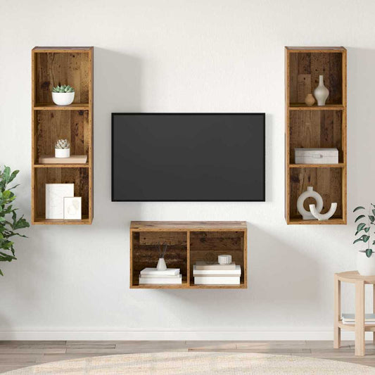 TV-Schrank-Set Altholz 37 x 37 x 107 cm Holzwerkstoff
