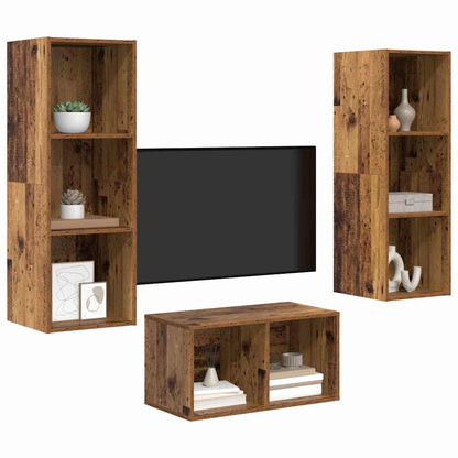 TV-Schrank-Set Altholz 37 x 37 x 107 cm Holzwerkstoff