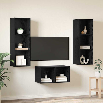 TV-Schrank-Set Schwarze Eiche 37 x 37 x 107 cm Holzwerkstoff
