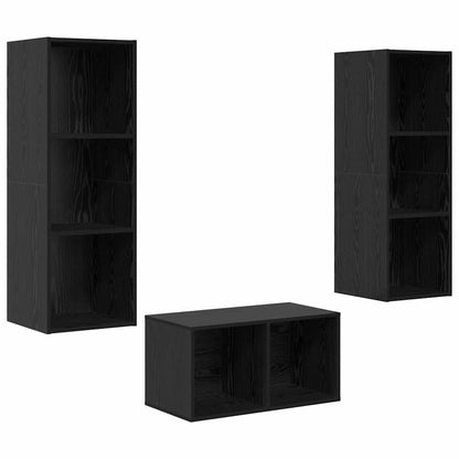 TV-Schrank-Set Schwarze Eiche 37 x 37 x 107 cm Holzwerkstoff