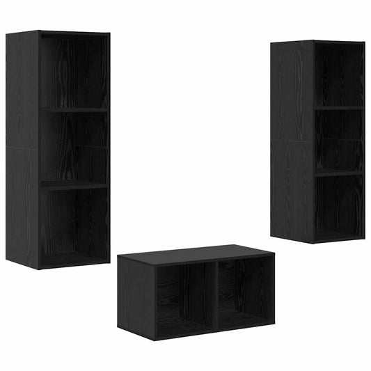 TV-Schrank-Set Schwarze Eiche 37 x 37 x 107 cm Holzwerkstoff