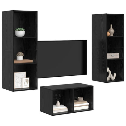 TV-Schrank-Set Schwarze Eiche 37 x 37 x 107 cm Holzwerkstoff