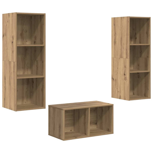 TV-Schrank-Set Wandmontiert Eiche handwerklich 37 x 37 x 107 cm