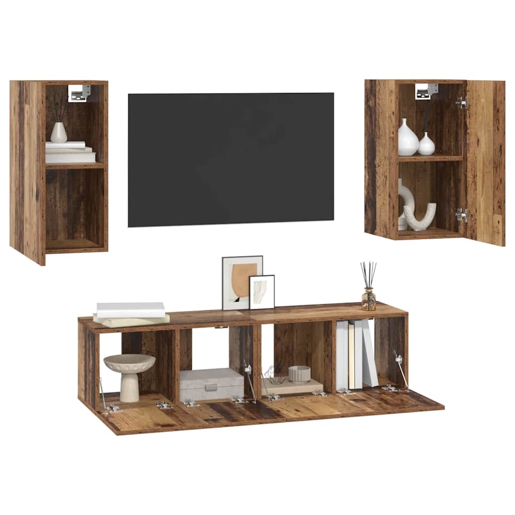 TV-Schrank-Set 4 pcs Altholz 60 x 30 x 30 cm Holzwerkstoff