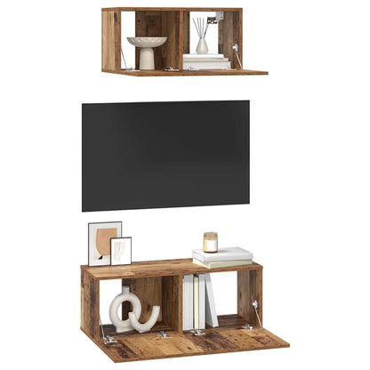 TV-Schrank-Set 2 pcs Altholz 80 x 30 x 30 cm Holzwerkstoff