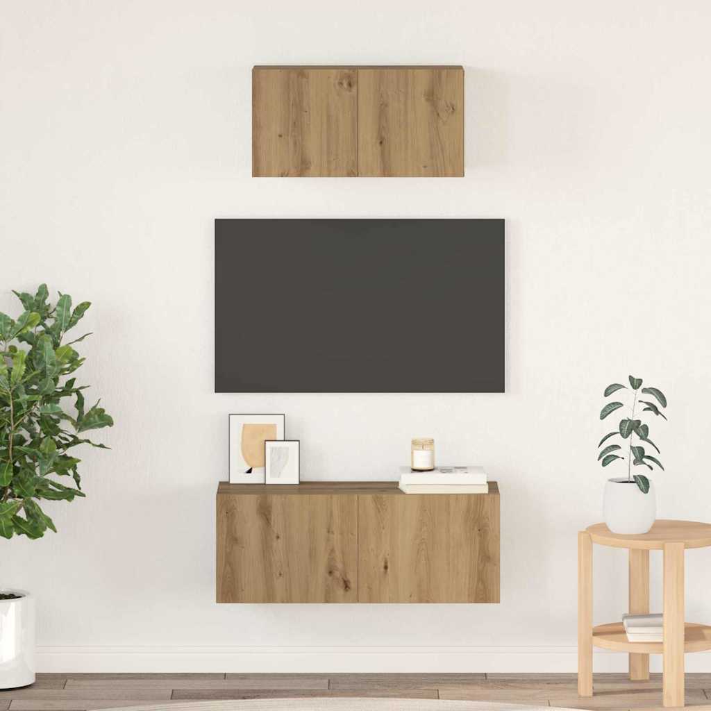 TV-Schrank-Set 2 pcs Eiche handwerklich 80 x 30 x 30 cm