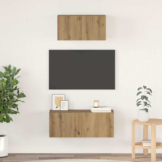 TV-Schrank-Set 2 pcs Eiche handwerklich 80 x 30 x 30 cm