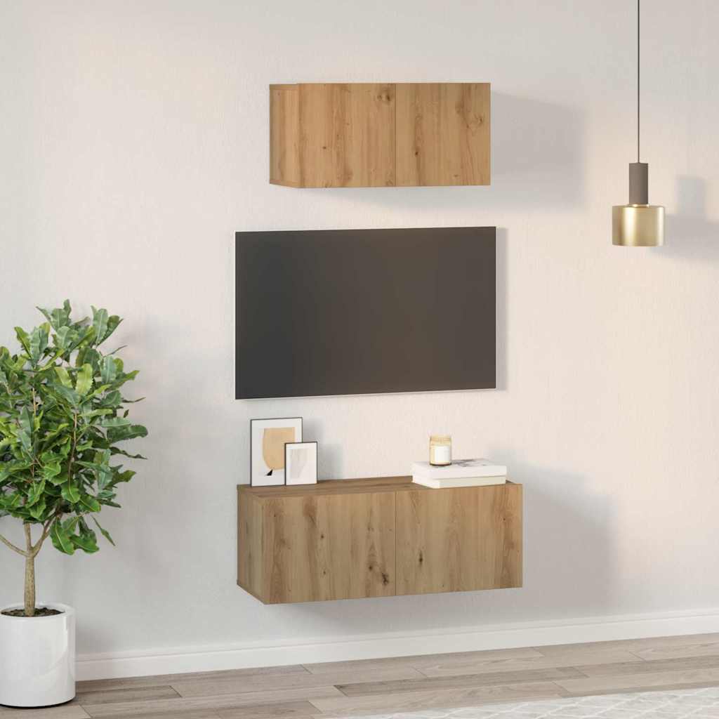 TV-Schrank-Set 2 pcs Eiche handwerklich 80 x 30 x 30 cm