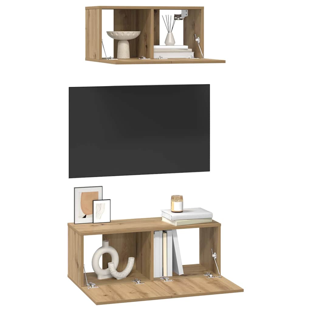 TV-Schrank-Set 2 pcs Eiche handwerklich 80 x 30 x 30 cm