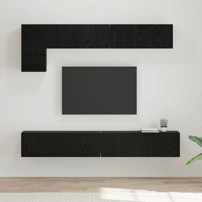 TV-Schrank-Set Wandmontiert 5 pcs Schwarze Eiche