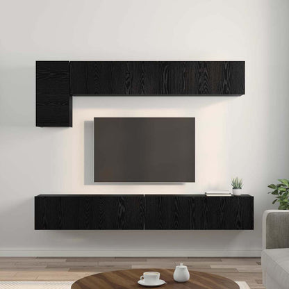 TV-Schrank-Set Wandmontiert 5 pcs Schwarze Eiche