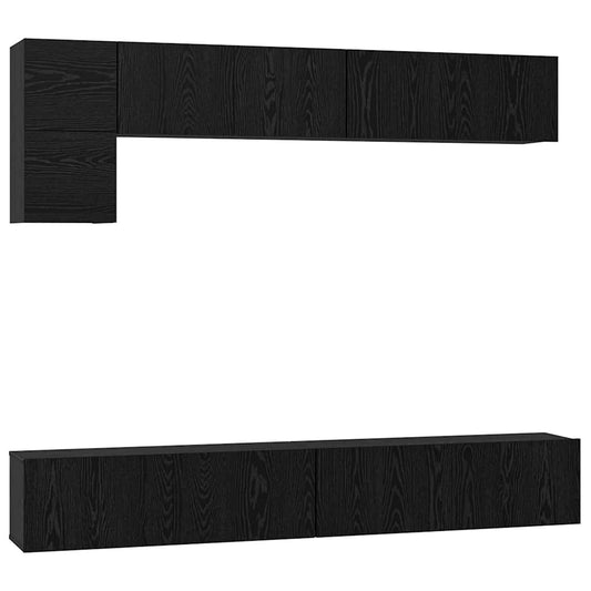 TV-Schrank-Set Wandmontiert 5 pcs Schwarze Eiche