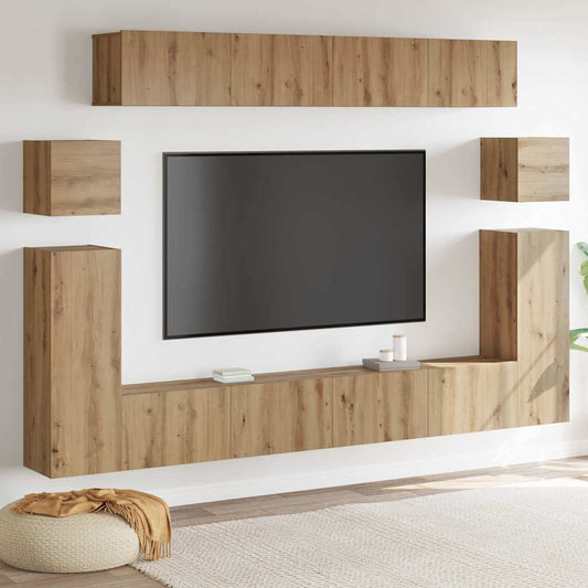 TV-Schrank-Set 8 pcs Eiche handwerklich Mittel Holzwerkstoff