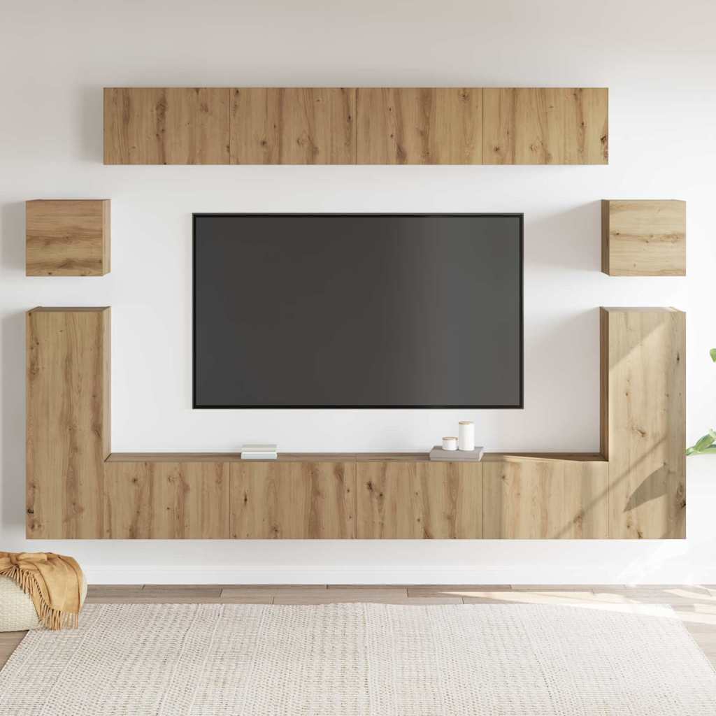 TV-Schrank-Set 8 pcs Eiche handwerklich Mittel Holzwerkstoff