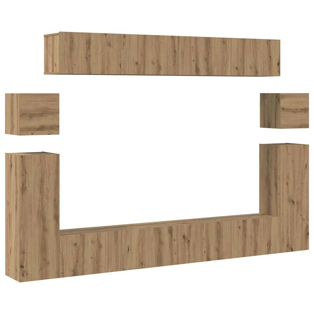 TV-Schrank-Set 8 pcs Eiche handwerklich Mittel Holzwerkstoff