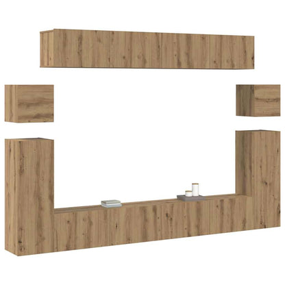 TV-Schrank-Set 8 pcs Eiche handwerklich Mittel Holzwerkstoff