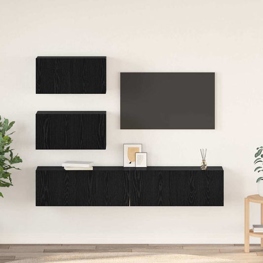 TV-Schrank-Set 4 pcs Schwarze Eiche 100 x 30 x 30 cm