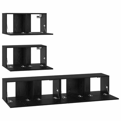 TV-Schrank-Set 4 pcs Schwarze Eiche 100 x 30 x 30 cm