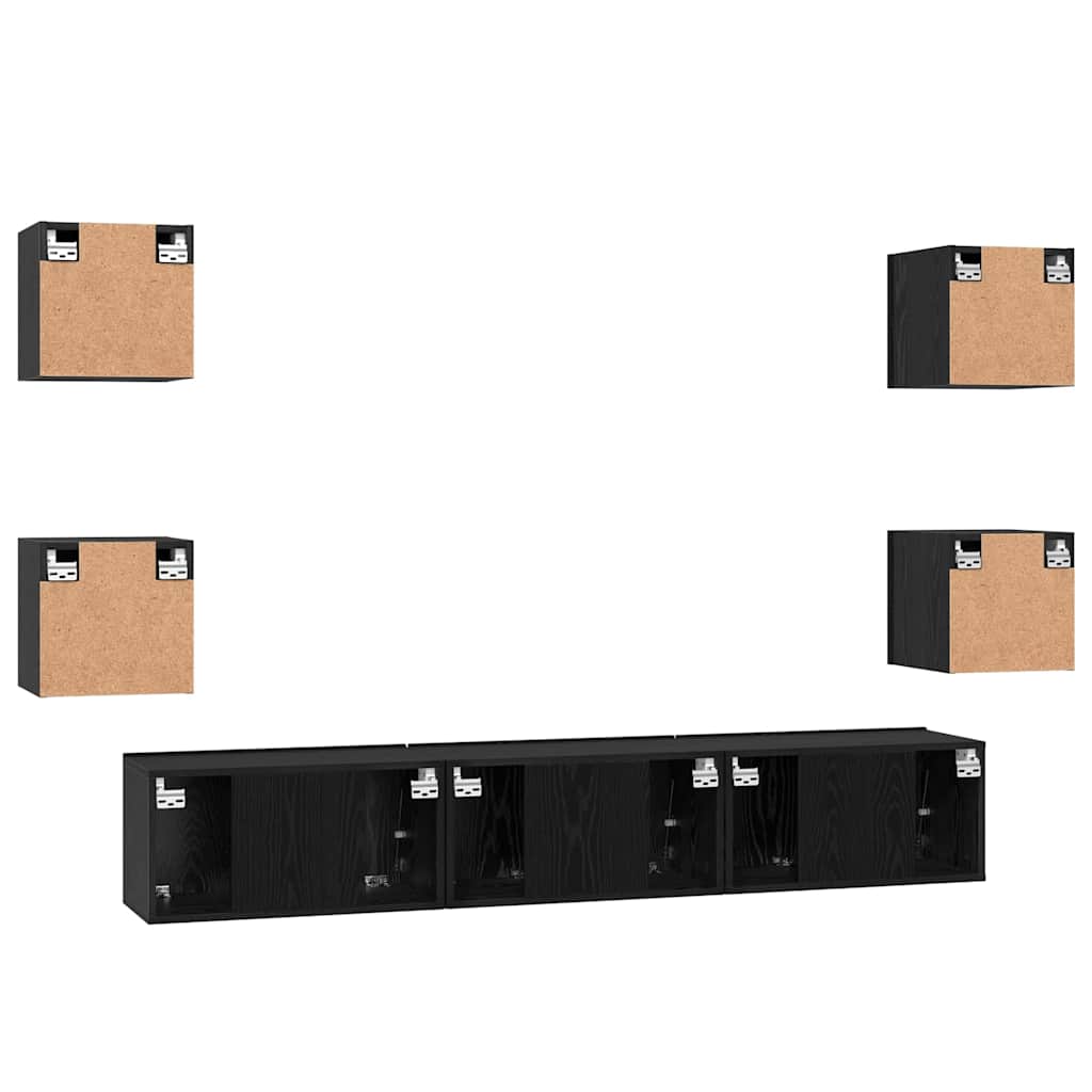 TV-Schrank-Set 7 pcs Schwarze Eiche Mittel 180 x 30 x 30 cm