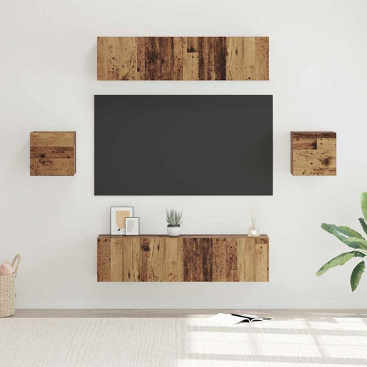 TV-Schrank-Set Wandmontiert 6 pcs Altholz Holzwerkstoff