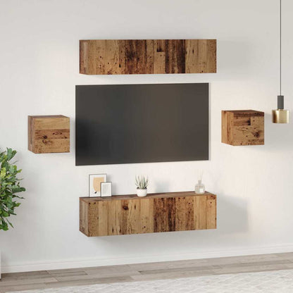 TV-Schrank-Set Wandmontiert 6 pcs Altholz Holzwerkstoff