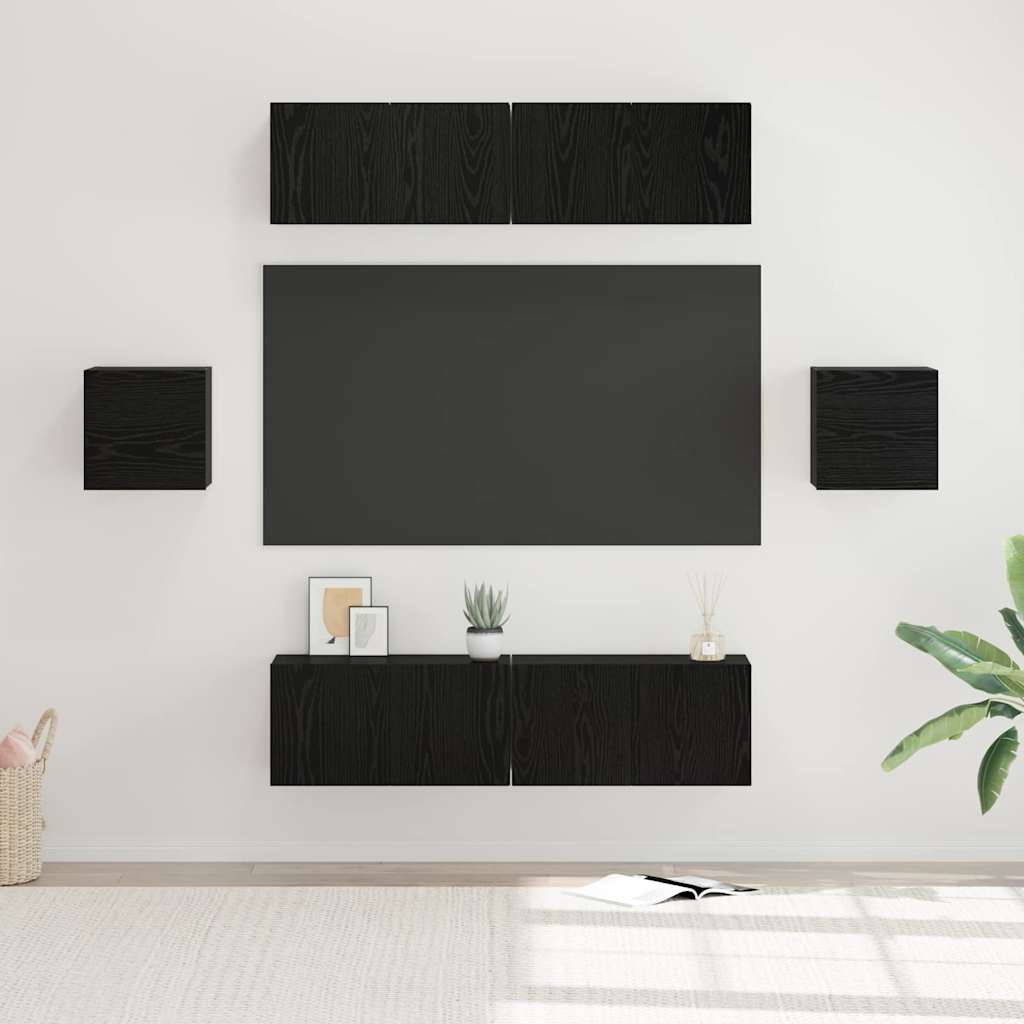 TV-Schrank-Set Wandmontiert 6 pcs Schwarze Eiche Holzwerkstoff