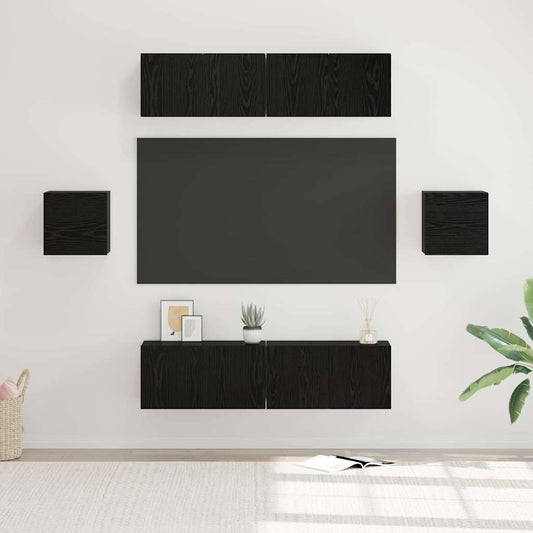 TV-Schrank-Set Wandmontiert 6 pcs Schwarze Eiche Holzwerkstoff