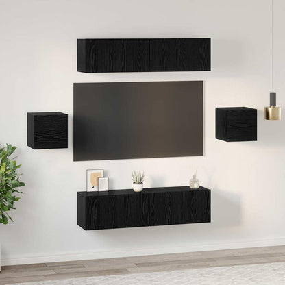 TV-Schrank-Set Wandmontiert 6 pcs Schwarze Eiche Holzwerkstoff
