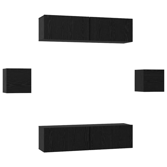 TV-Schrank-Set Wandmontiert 6 pcs Schwarze Eiche Holzwerkstoff
