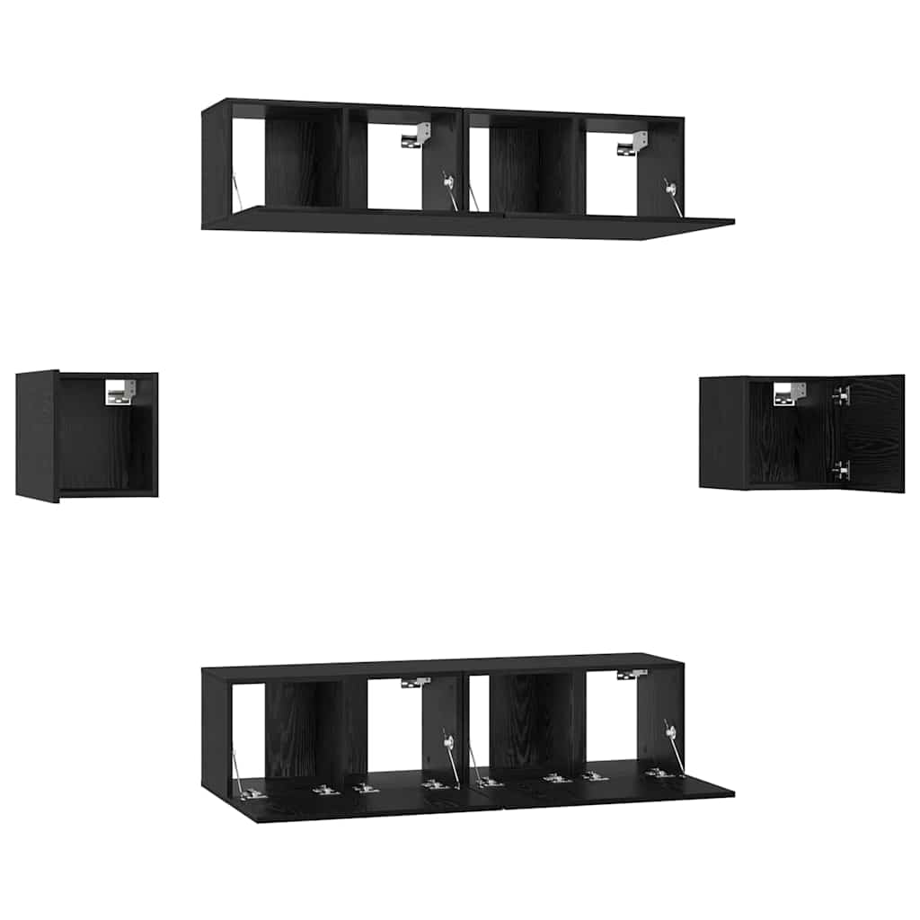 TV-Schrank-Set Wandmontiert 6 pcs Schwarze Eiche Holzwerkstoff