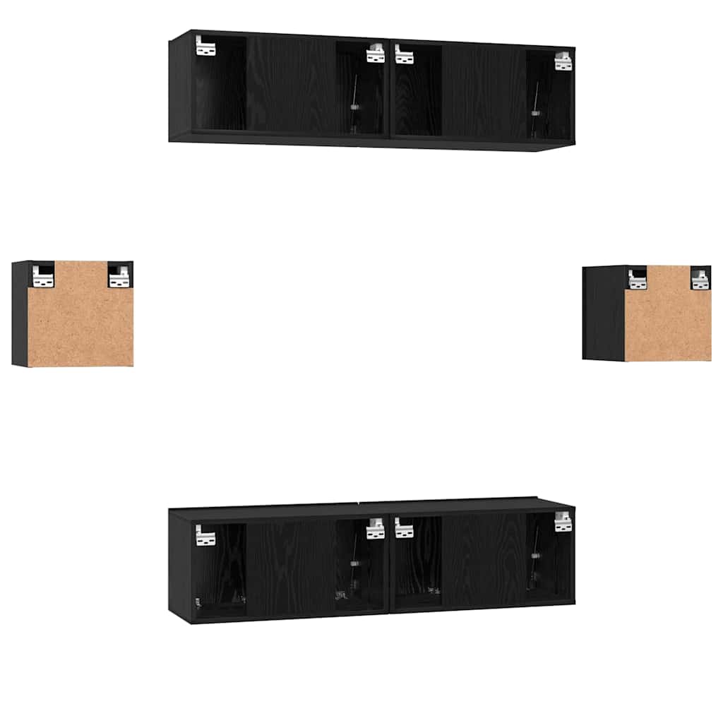 TV-Schrank-Set Wandmontiert 6 pcs Schwarze Eiche Holzwerkstoff