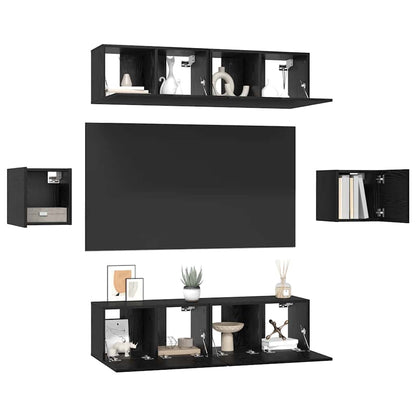 TV-Schrank-Set Wandmontiert 6 pcs Schwarze Eiche Holzwerkstoff