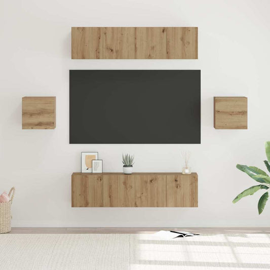 TV-Schrank-Set 6 pcs Eiche handwerklich Holzwerkstoff