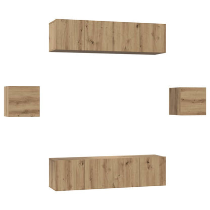TV-Schrank-Set 6 pcs Eiche handwerklich Holzwerkstoff