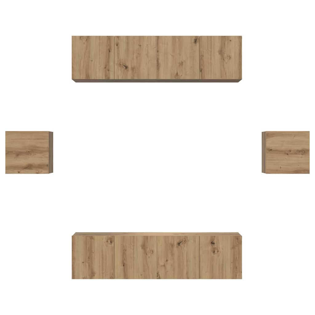 TV-Schrank-Set 6 pcs Eiche handwerklich Holzwerkstoff