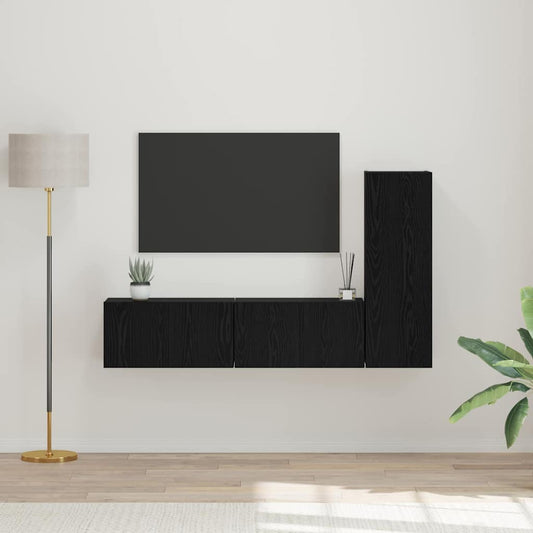 TV-Schrank-Set 3 pcs Schwarze Eiche 160 x 30 x 30 cm