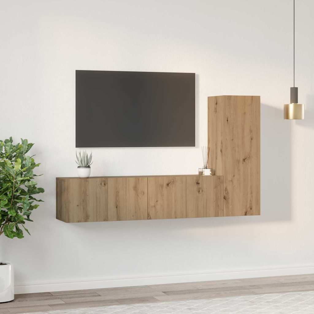 TV-Schrank-Set 3 pcs Eiche handwerklich 60 x 30 x 30 cm