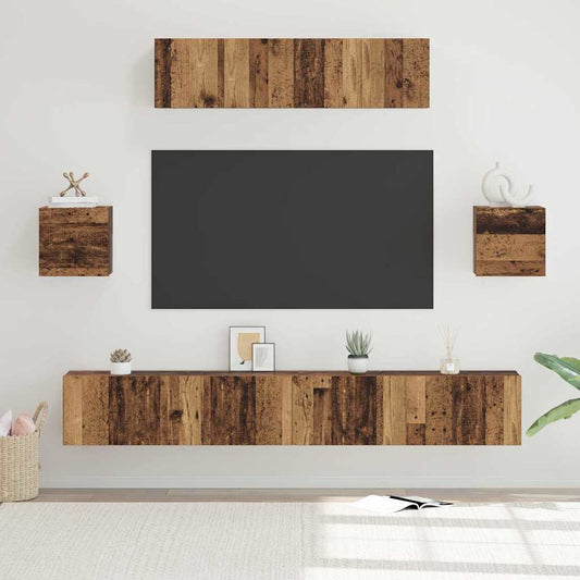 TV-Schrank-Set 7 pcs Altholz 80 x 30 x 30 cm Holzwerkstoff