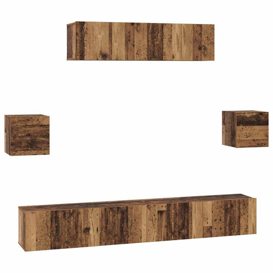 TV-Schrank-Set 7 pcs Altholz 80 x 30 x 30 cm Holzwerkstoff