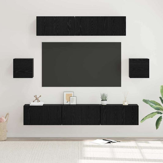TV-Schrank-Set 7 pcs Schwarze Eiche 80 x 30 x 30 cm