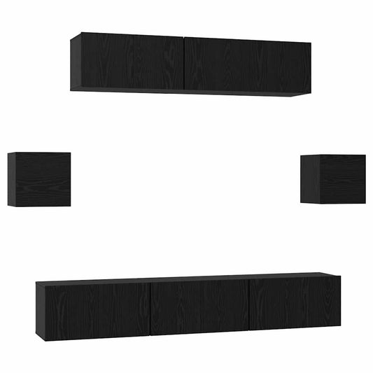 TV-Schrank-Set 7 pcs Schwarze Eiche 80 x 30 x 30 cm