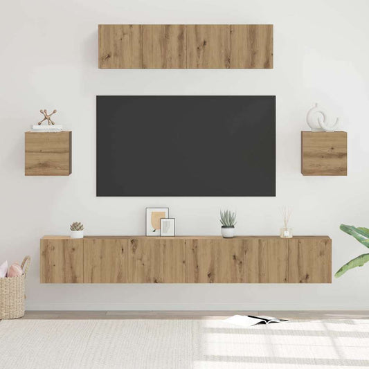 TV-Schrank-Set 7 pcs Eiche handwerklich 80 x 30 x 30 cm