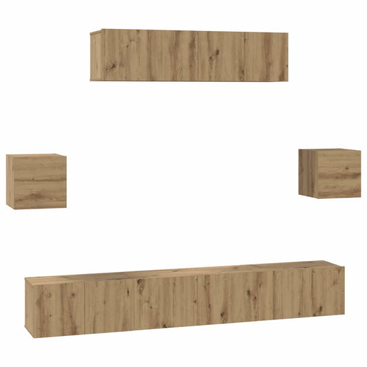 TV-Schrank-Set 7 pcs Eiche handwerklich 80 x 30 x 30 cm