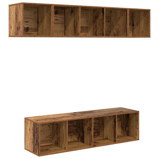TV-Schrank-Set 4 pcs Altholz 37 x 37 x 142,5 cm Holzwerkstoff