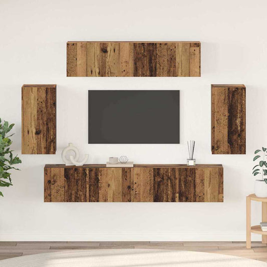 TV-Schrank-Set 6 pcs Altholz 80 x 30 x 30 cm Holzwerkstoff