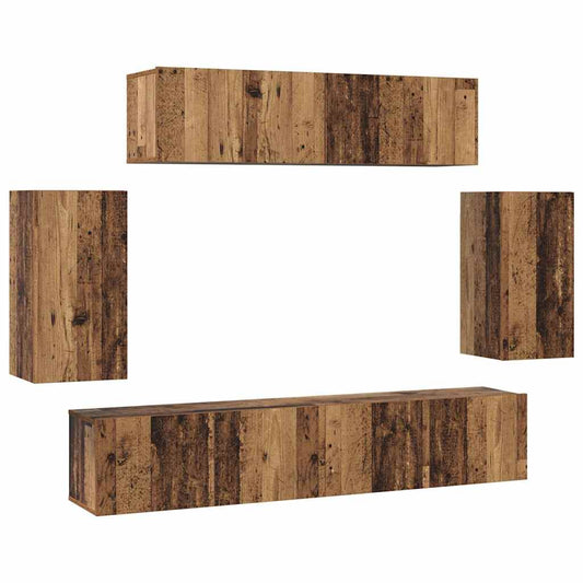 TV-Schrank-Set 6 pcs Altholz 80 x 30 x 30 cm Holzwerkstoff