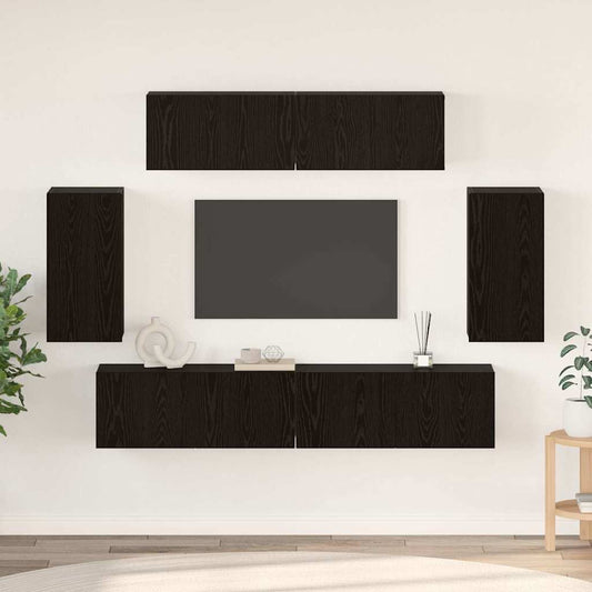TV-Schrank-Set 6 pcs Schwarze Eiche 80 x 30 x 30 cm