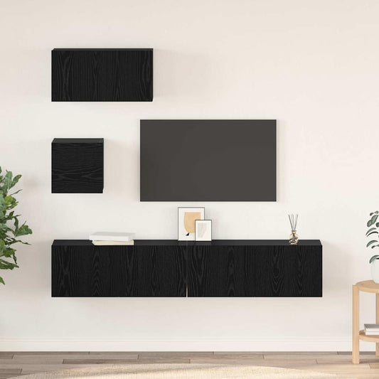 TV-Schrank-Set 4 pcs Schwarze Eiche 80 x 30 x 30 cm