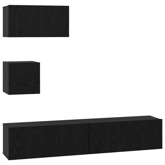 TV-Schrank-Set 4 pcs Schwarze Eiche 80 x 30 x 30 cm