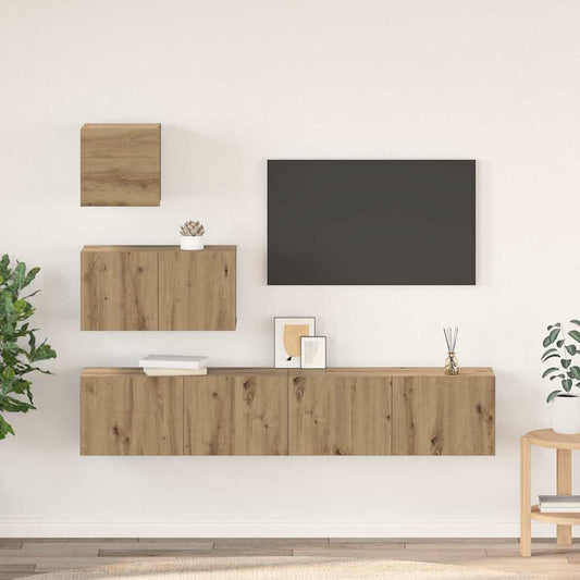 TV-Schrank-Set 4 pcs Eiche handwerklich 80 x 30 x 30 cm